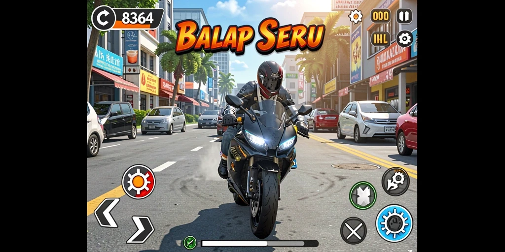 Tampilan gameplay 8364 yang mendebarkan dan penuh aksi balapan motor.