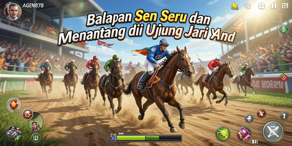 Tampilan gameplay AGEN878 dengan lintasan balap yang menarik dan kendaraan cepat.