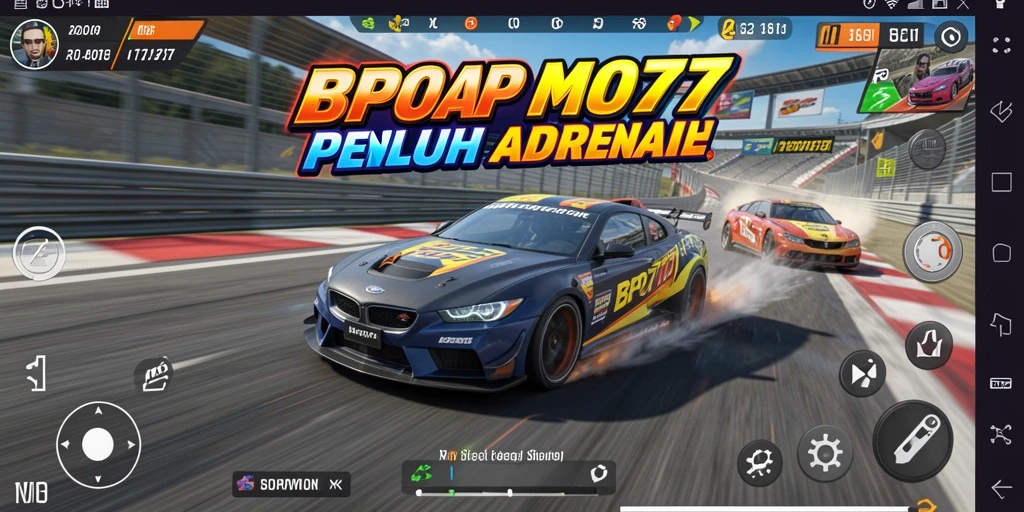 Tampilan menegangkan saat balapan di BPO777 dengan mobil balap cepat.