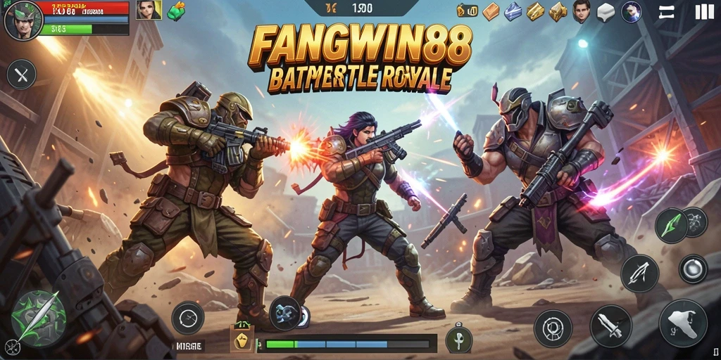 Gameplay seru di FANGWIN88 yang menampilkan aksi Battle Royale.
