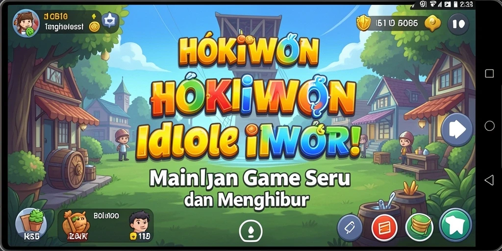 Tangkapan layar HOKIWON menampilkan karakter yang mengumpulkan sumber daya dalam mode Idle.
