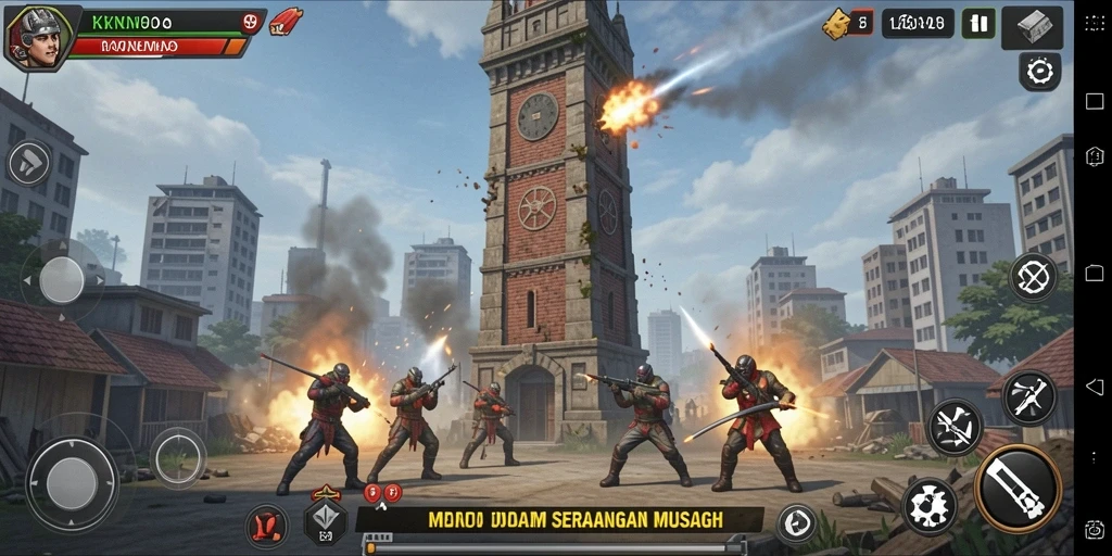 Tangkapan layar KNO89 menampilkan aksi menegangkan dalam permainan Tower Defense.