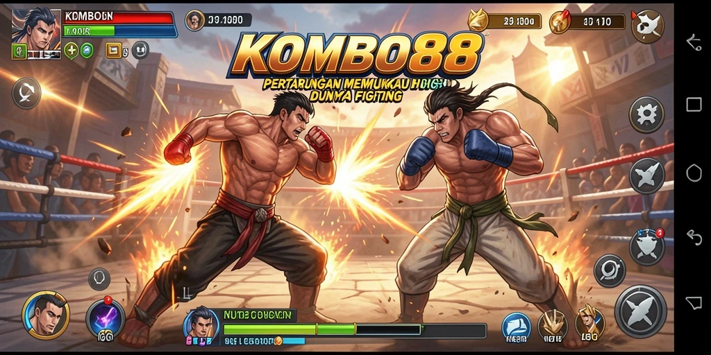 Tampilan gameplay KOMBO88 dengan pertarungan yang epik dan karakter menarik.