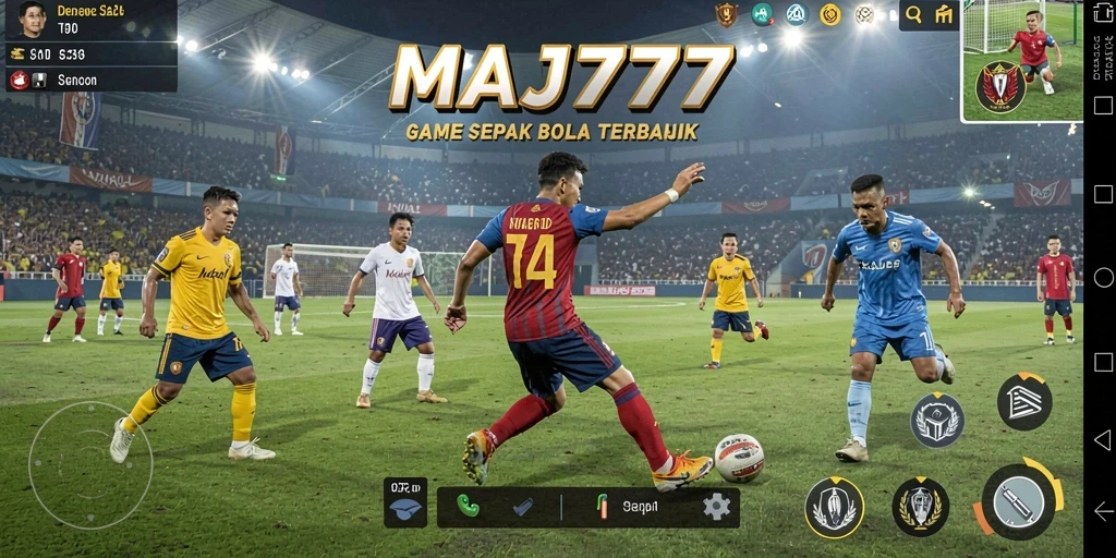 Tampilan seru gameplay MAJ777 dengan aksi sepak bola nyata.