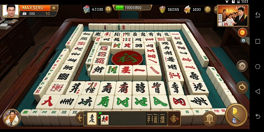 Tangkapan layar gameplay menarik dari MAXSERU yang menunjukkan ubin Mahjong.