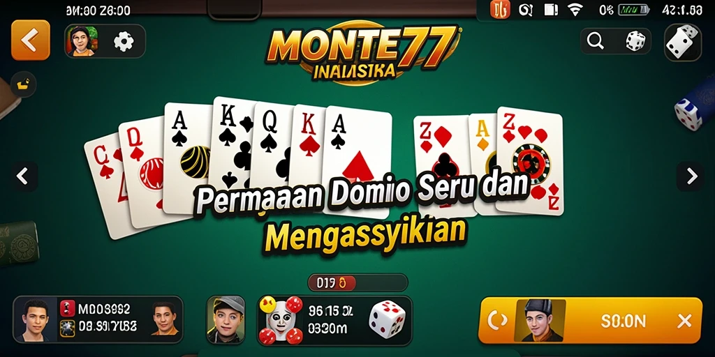 Tampilan gameplay domino yang menarik di MONTE77.