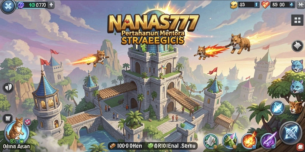 Screenshot gameplay NANAS777 menampilkan pertahanan menara yang mendebarkan.