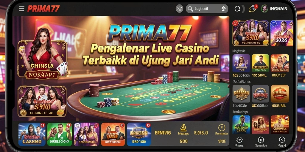 Tampilan utama PRIMA77 dengan gameplay Live Casino yang seru.