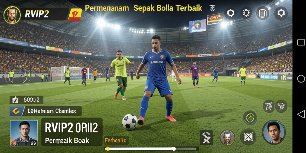 Tangkapan layar utama menampilkan aksi mendebarkan dalam permainan sepak bola.