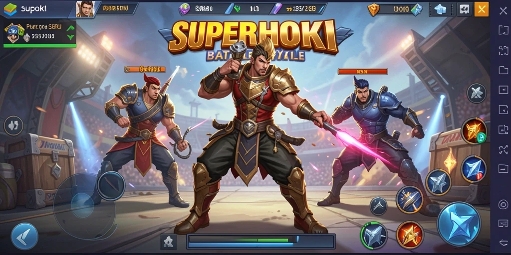 Tampilan menarik dari gameplay SUPERHOKI dalam Battle Royale.