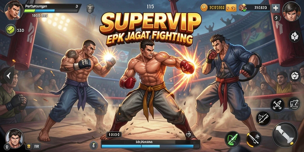 Screenshot menampilkan aksi seru dalam pertarungan Fighting.