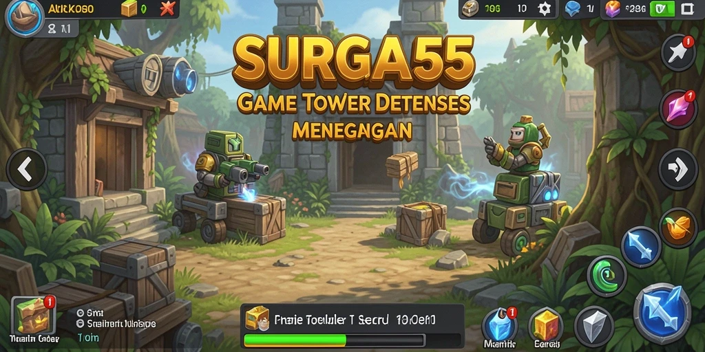 Tampilan gameplay menegangkan dari SURGA55 dalam aksi Tower Defense.